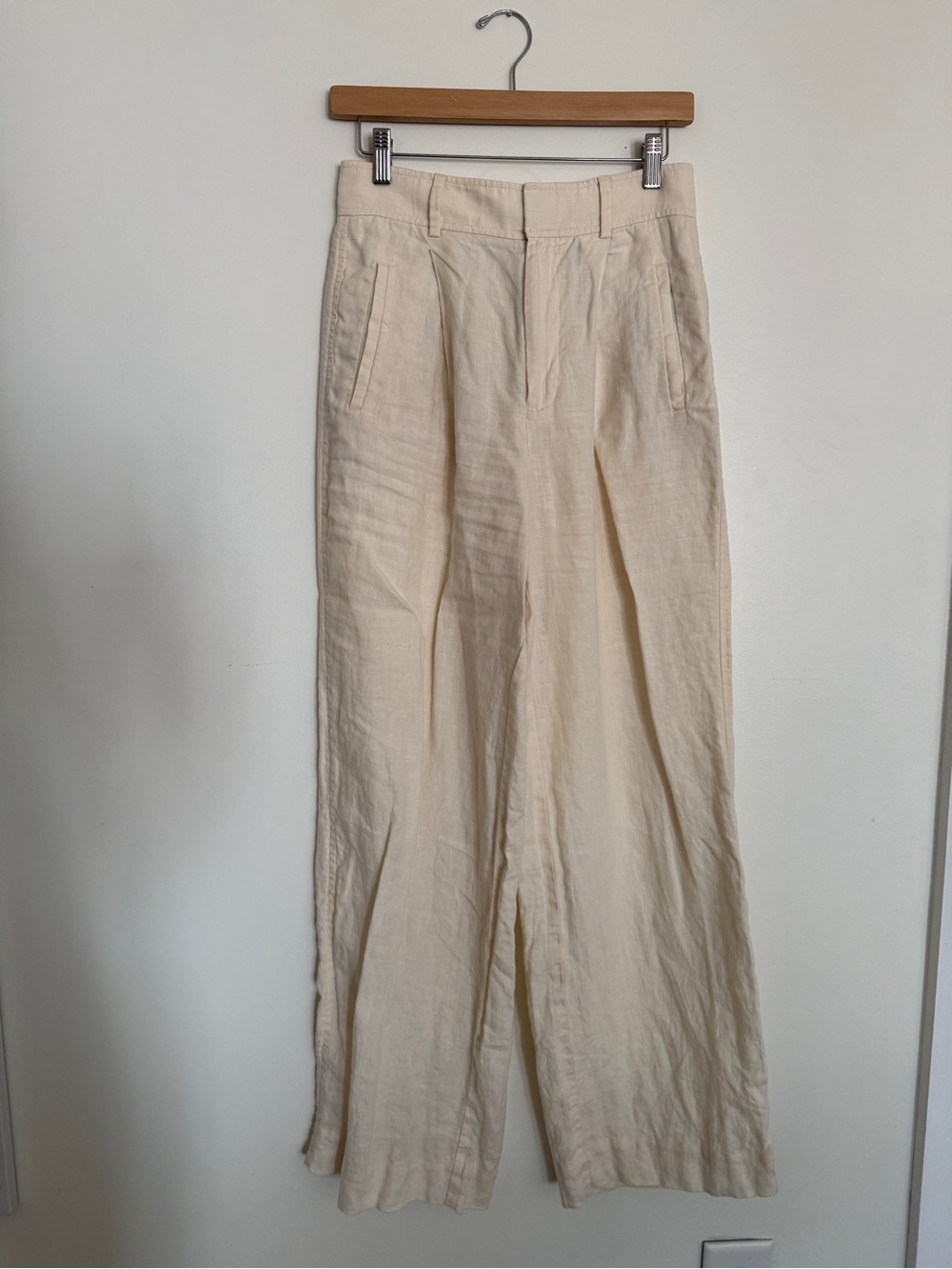 Everlane Cream Wide-Leg Linen Pants